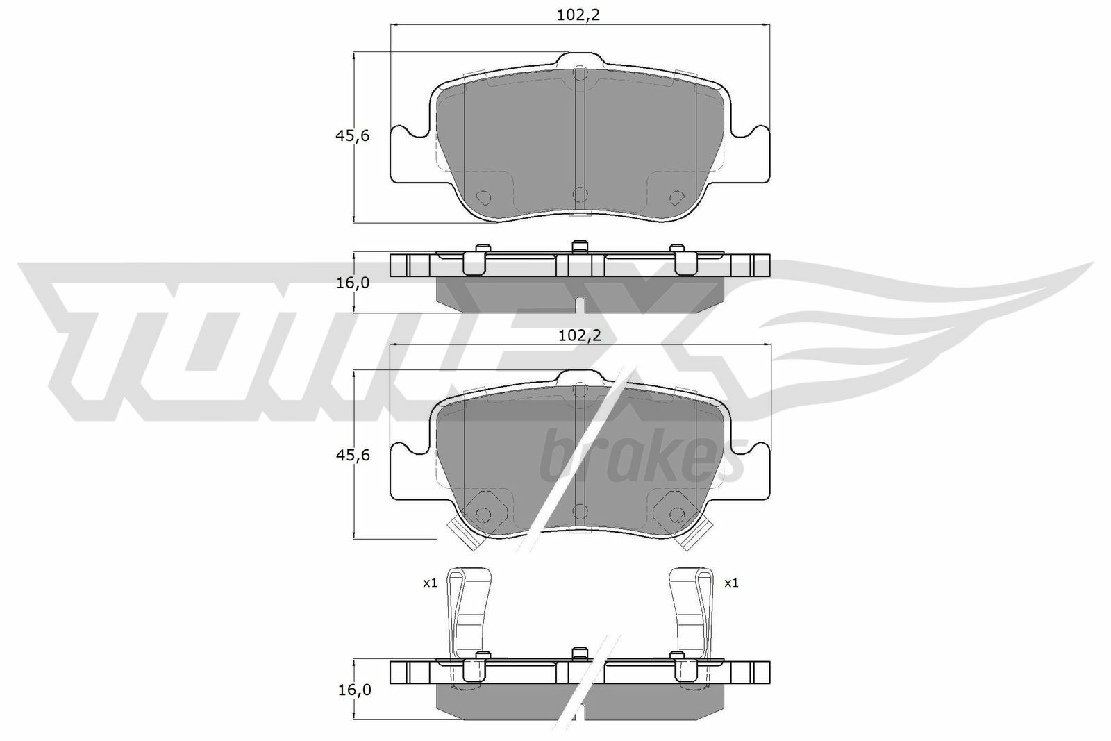 Sada brzdových destiček, kotoučová brzda TOMEX Brakes